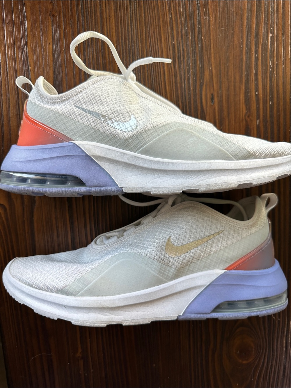 Nike Air Max Slip-On Sneakers - Cream Upper with Lavender & Coral Highlights